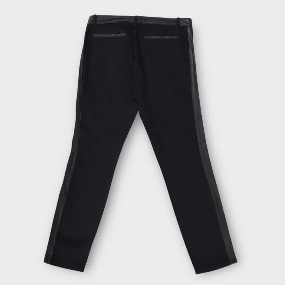 Tory Burch Black Denim & Leather Skinny Jeans Dressy or Casual Size 31